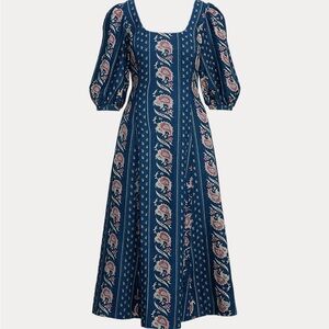 Ralph Lauren Polo Paisley Linen Midi Dress